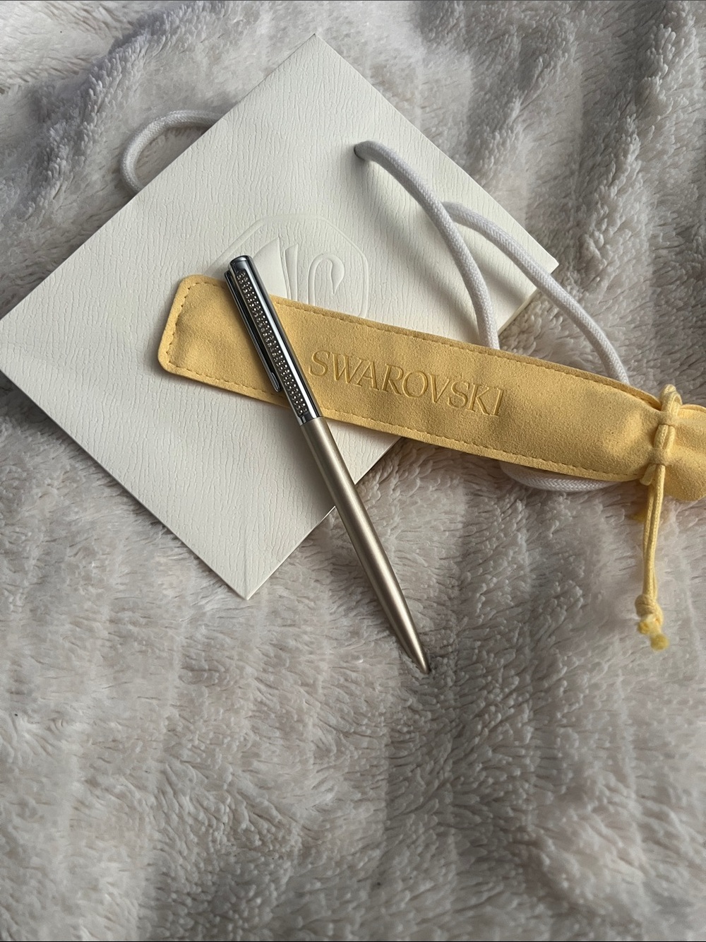 Swarovski Champagne-Tone Ballpoint Pen with Crystal-Studded Cap